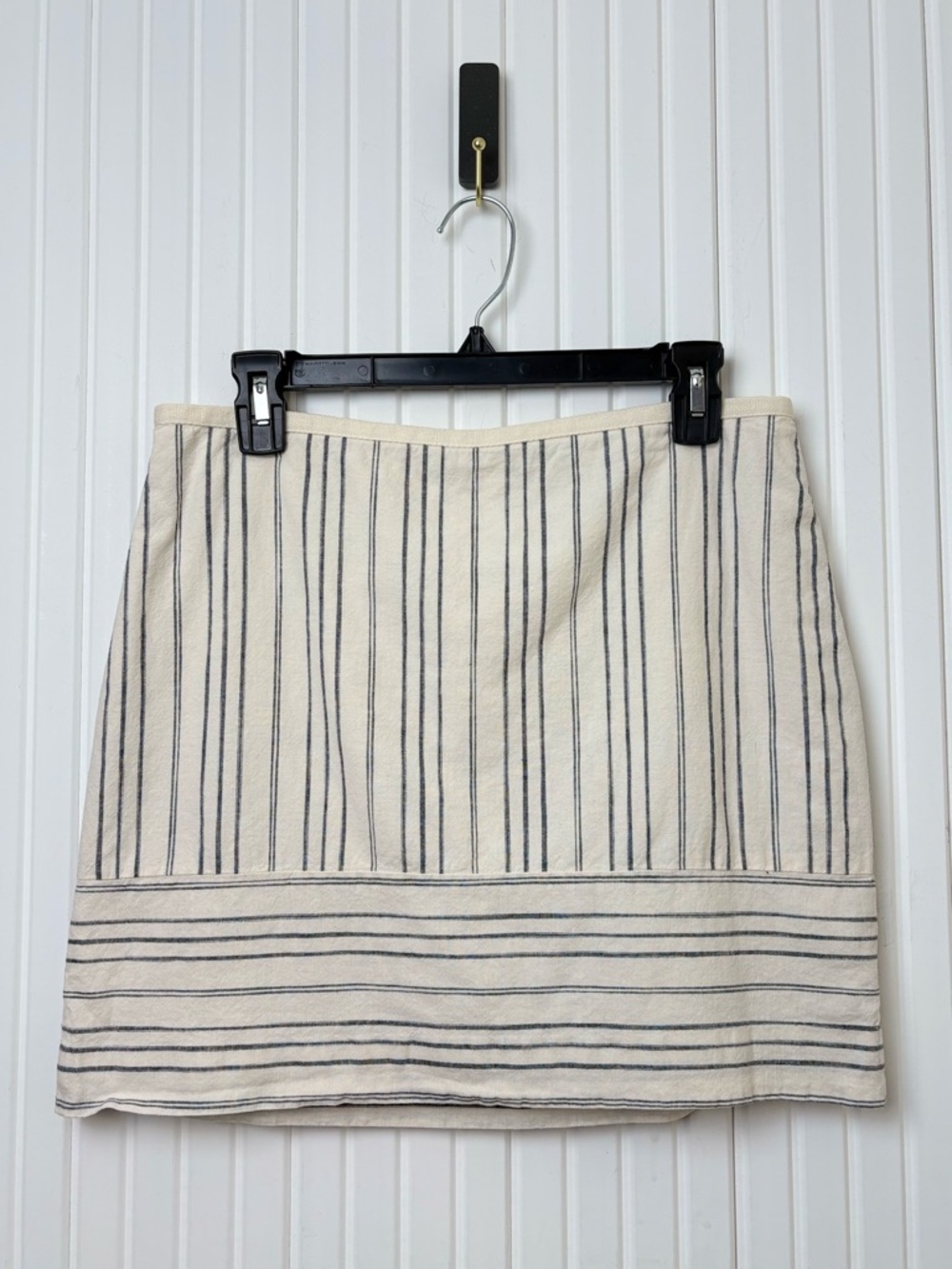 Madewell Cotton Linen Blend Mini Skirt 8 Striped Preppy Summer Nautical Resort